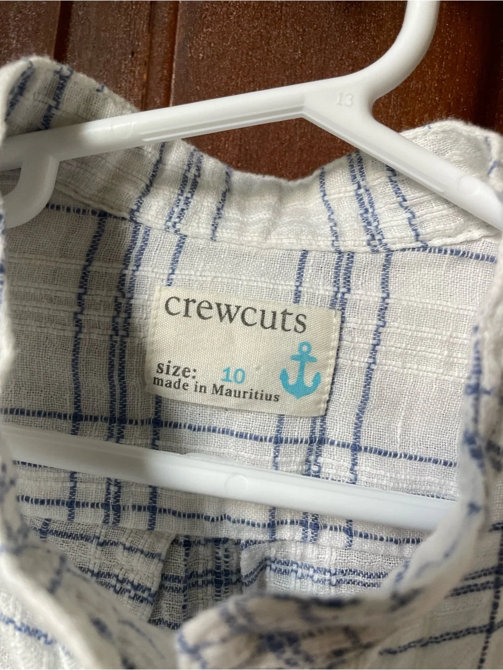Crewcuts girls size 10 long sleeve white plaid top